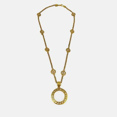 Pre-owned Chanel Loupe Chain Necklace Gold