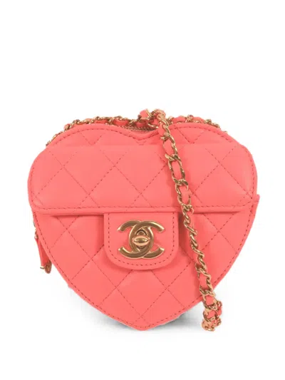 Pre-owned Chanel Love Heart Cross Body Bag In Pink