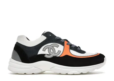 Pre-owned Chanel Low Top Trainer Cc (women's) Sneakers In White/navy Blue/orange In Multi