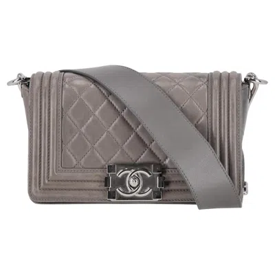 Pre-owned Chanel Ltd Edition Leather & Stingray Boy Bag In Gray