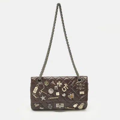 Pre-owned Chanel Lucky Charm Reissue 2.55 Classic 225 Dark Burgundy Aged Quilted Leather Flap Bag