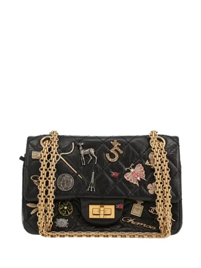 Pre-owned Chanel Lucky Charm Reissue 2.55 Quilted Leather Shoulder Bag In Black