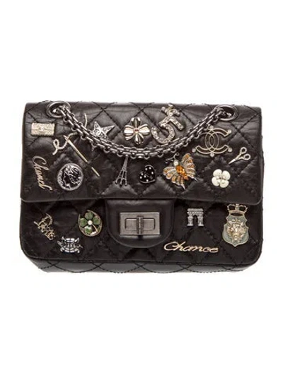 Pre-owned Chanel Lucky Charms Reissue 224 Double Flap Bag In Black
