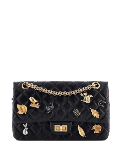 Pre-owned Chanel Lucky Charms Reissue 2.55 Flap Bag Quilted Aged Calfskin 225 Shoulder Bag In Black