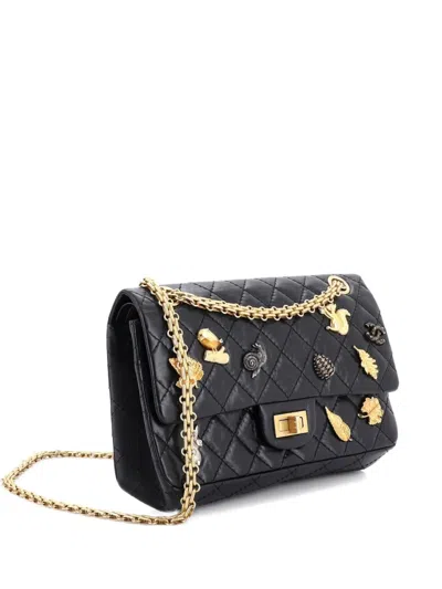 Pre-owned Chanel Lucky Charms Reissue 2.55 Flap Bag Quilted Aged Calfskin 225 Shoulder Bag In Black