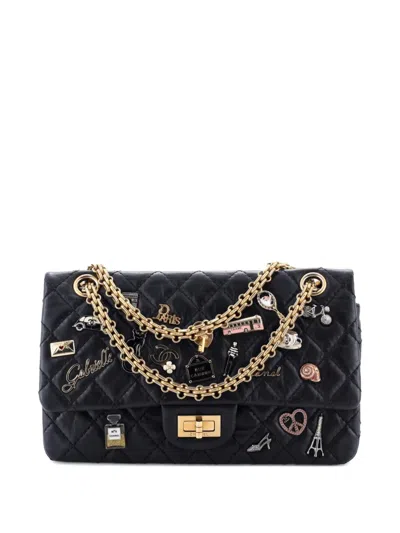 Pre-owned Chanel Lucky Charms Reissue 2.55 Flap Bag Quilted Aged Calfskin 225 Shoulder Bag In Black