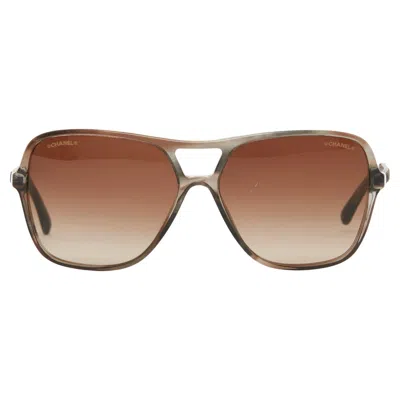 Pre-owned Chanel Lunettes Solaires 2022 Cc Chain Clear Brown Pilot Sun Glasses Nib