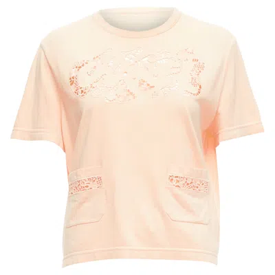 Pre-owned Chanel Macrame Hollow Logo Cropped Pocketed Tshirt In Pink