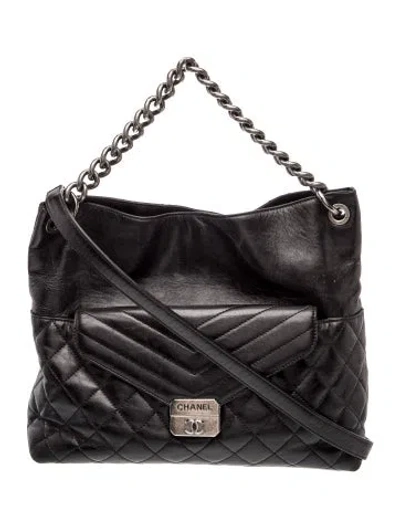 Pre-owned Chanel Mad About Quilting Hobo In Black