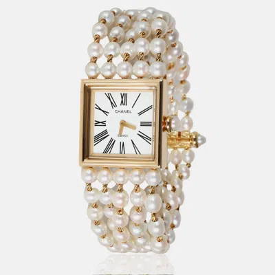 Pre-owned Chanel Madamoiselle H0007 Women's Watch In 18kt Yellow Gold In White