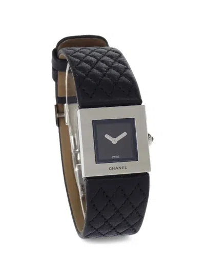 Pre-owned Chanel Mademoiselle 20mm Watch In Black