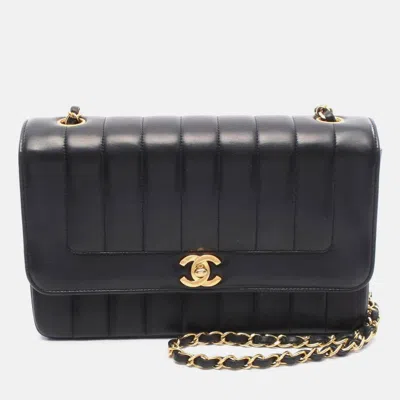 Pre-owned Chanel Mademoiselle Black Lambskin Ghw Crossbody Chain Shoulder Bag
