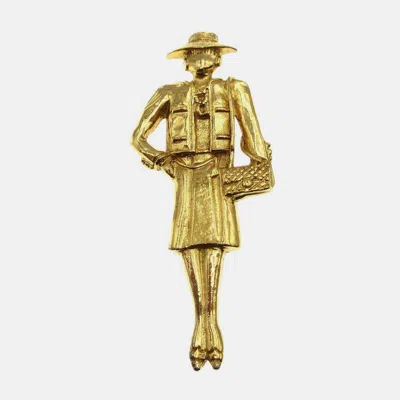 Pre-owned Chanel Mademoiselle Brooch Gold