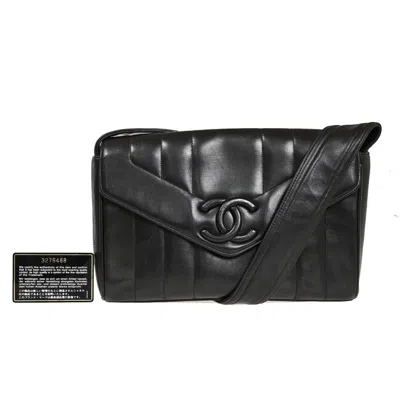 Pre-owned Chanel Mademoiselle Camera Bag Vertical Quilted Lambskin Leather Shoulder Bag Bag () In Black