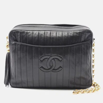 Pre-owned Chanel Mademoiselle Cc Coco Mark Black Lambskin Leather Shoulder Bag
