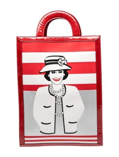 Pre-owned Chanel Mademoiselle Coco Tote In Black/red