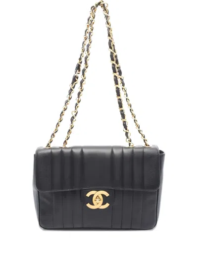 Pre-owned Chanel Mademoiselle Flap Shoulder Baf In Black