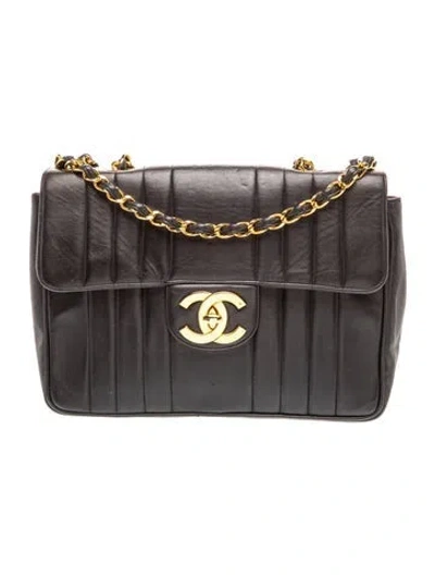 Pre-owned Chanel Mademoiselle Jumbo Xl Maxi Flap Bag In Black