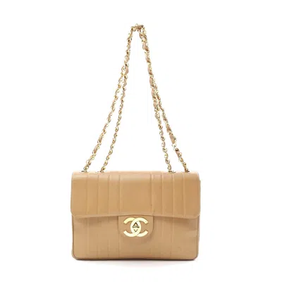 Pre-owned Chanel Mademoiselle Leather Shoulder Bag In Sand