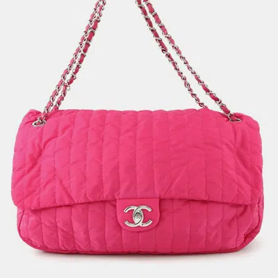 Pre-owned Chanel Mademoiselle Pink Nylon Leather Chain Shoulder Bag