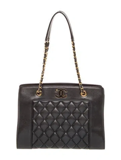 Pre-owned Chanel Mademoiselle Vintage Shopping Tote In Black