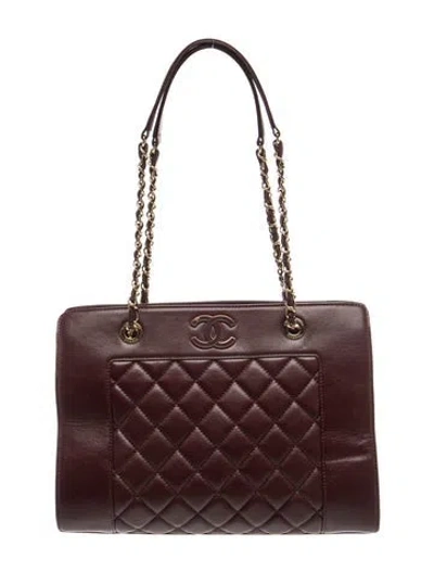 Pre-owned Chanel Mademoiselle Vintage Shopping Tote W/tags In Burgundy