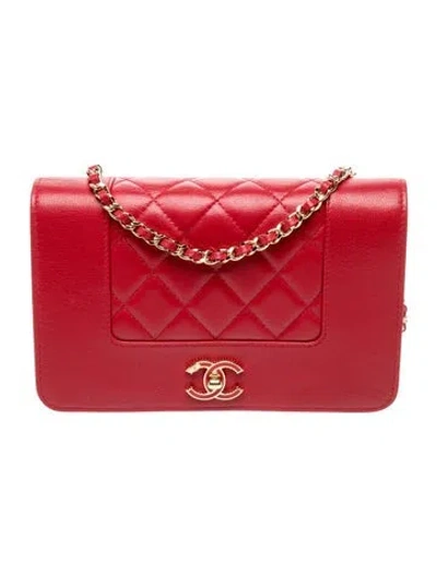 Pre-owned Chanel Mademoiselle Vintage Wallet On Chain In Red