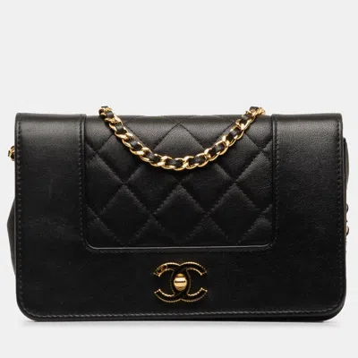 Pre-owned Chanel Mademoiselle Wallet On Chain In Black