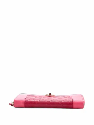 Pre-owned Chanel Mademoiselle Zip Around Wallet Quilted Sheepskin Long Small Wallets In Pink
