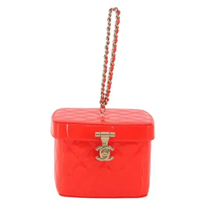 Pre-owned Chanel Makeup Case Minaudiere Quilted Patent Red Patent_leather Clutche & Pouche Bag ()