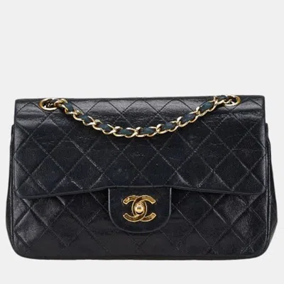 Pre-owned Chanel Matelasse 23 Double Flap Coco Mark Chain Shoulder Bag Black Lambskin