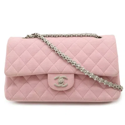 Pre-owned Chanel Matelasse 25 Cotton Jersey Shoulder Bag In Pink