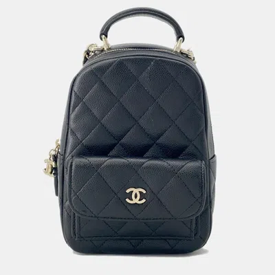 Pre-owned Chanel Matelasse 2way Shoulder Backpack Black Caviar Leather Size Mini