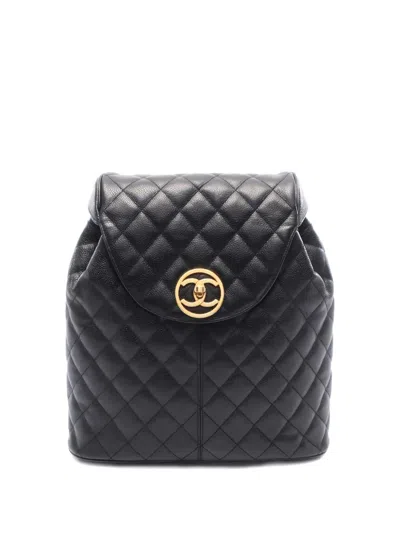 Pre-owned Chanel Matelassé Backpack In Black