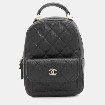Pre-owned Chanel Matelasse Backpack Black Caviar Leather Size Mini