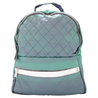 Pre-owned Chanel Matelassé Backpack Green Ombre Nylon By Karl Lagerfeld, Women's