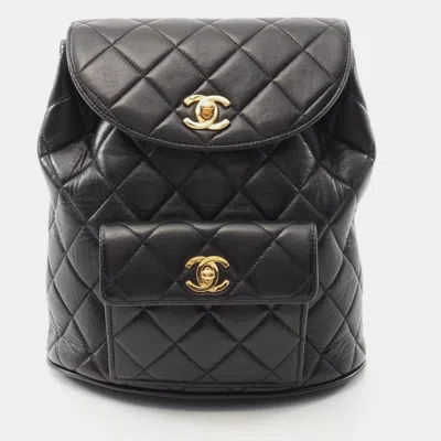 Pre-owned Chanel Matelasse Backpack Lambskin (sheepskin) Black