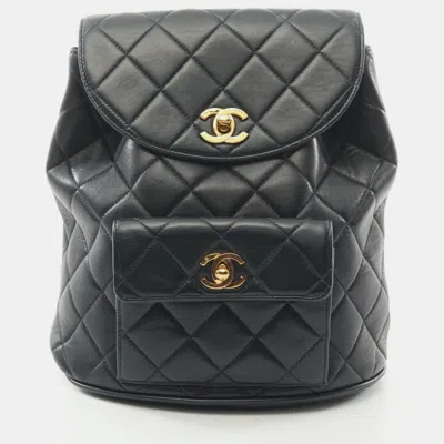 Pre-owned Chanel Matelasse Backpack Lambskin (sheepskin) Black