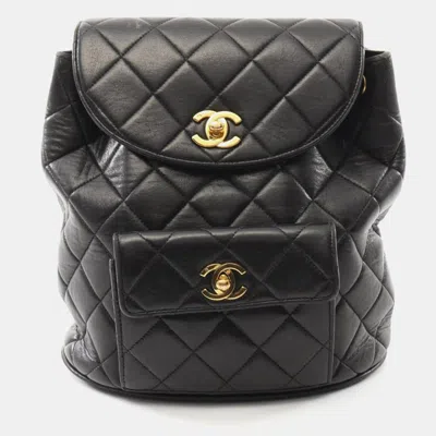 Pre-owned Chanel Matelasse Backpack Lambskin Sheepskin Black
