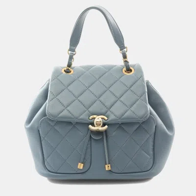 Pre-owned Chanel Matelasse Backpack Lambskin (sheepskin) Blue