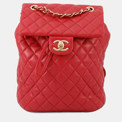Pre-owned Chanel Matelasse Backpack Red Lambskin