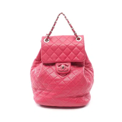 Pre-owned Chanel Matelasse Backpack Rucksack Lambskin Silver Hardware In Pink