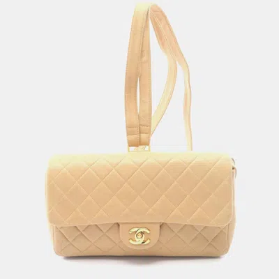 Pre-owned Chanel Matelasse Backpack/handbag In Lambskin Leather Beige In Sand