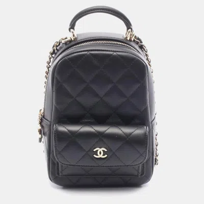 Pre-owned Chanel Matelasse Backpack/handbag Leather Black