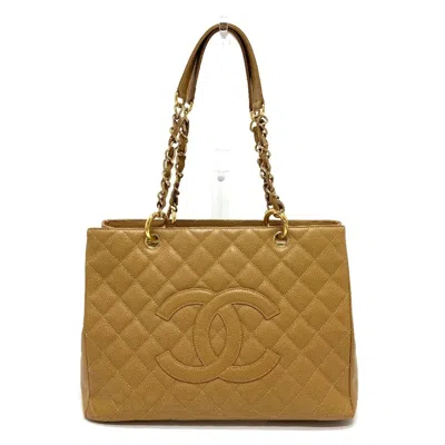 Pre-owned Chanel Matelasse Beige Grained Calfskin Shoulder Bag Tote Bag () In Sand