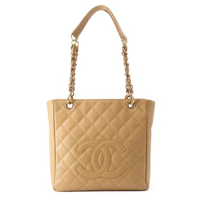 Pre-owned Chanel Matelasse Beige Grained Calfskin Tote Bag () In Sand