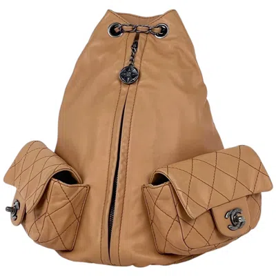 Pre-owned Chanel Matelasse Beige Leather Backpack ()