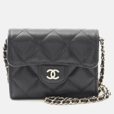 Pre-owned Chanel Matelasse Black Calfskin Ghw Crossbody Chain Shoulder Bag Ghw