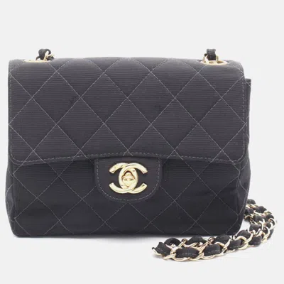 Pre-owned Chanel Matelasse Black Canvas Single Flap Shoulder Bag