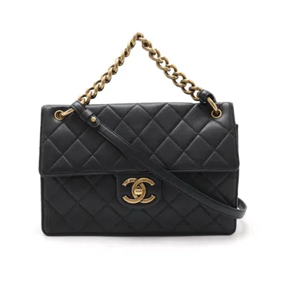 Pre-owned Chanel Matelasse Black Caviar Leather Handbag Shoulder Bag ()